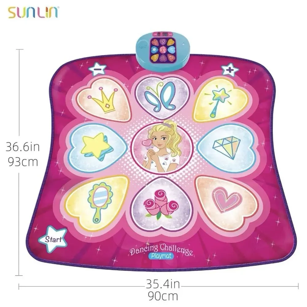 SUNLIN Dance Mat Rhythm Step Play Mat LED Music Kids Pink NIB 35”x36”